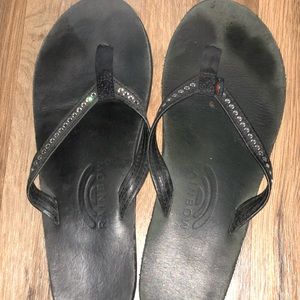 Diamond rainbow flip flops
